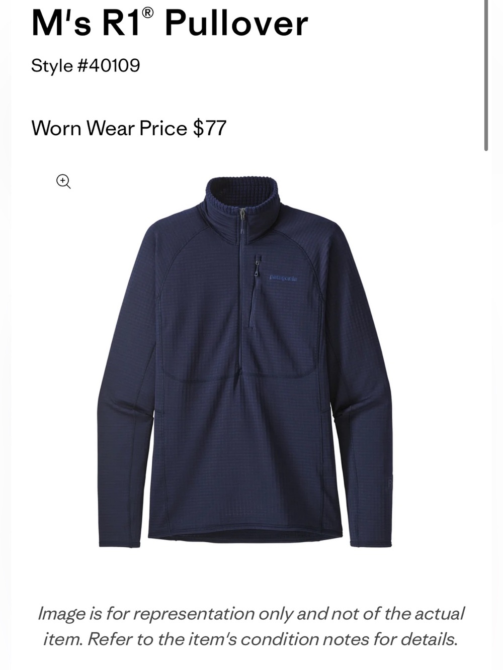 Patagonia R1 pullover grid  Polartec Fleece half 1/2 zip L